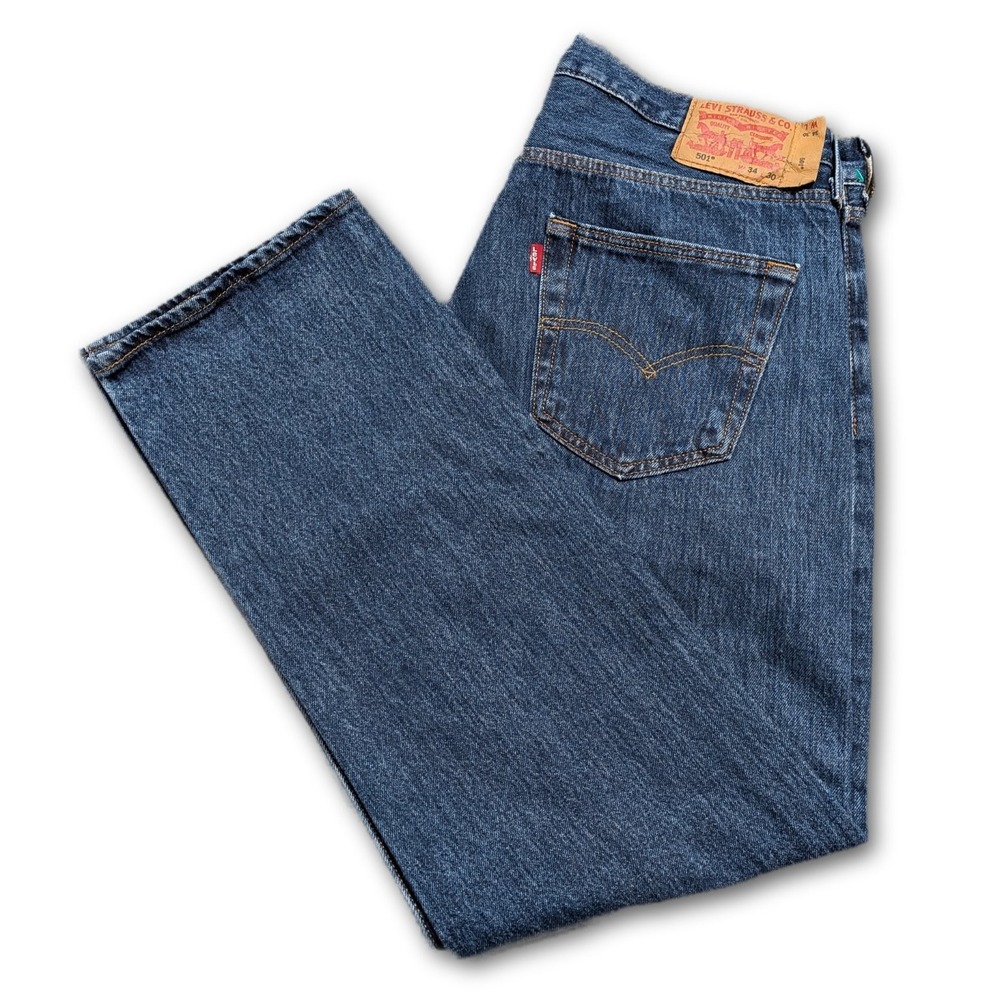 Levi's Mens Jeans 501 Blue 34x30 Original Fit Button Fly 100% Cotton Denim Dark